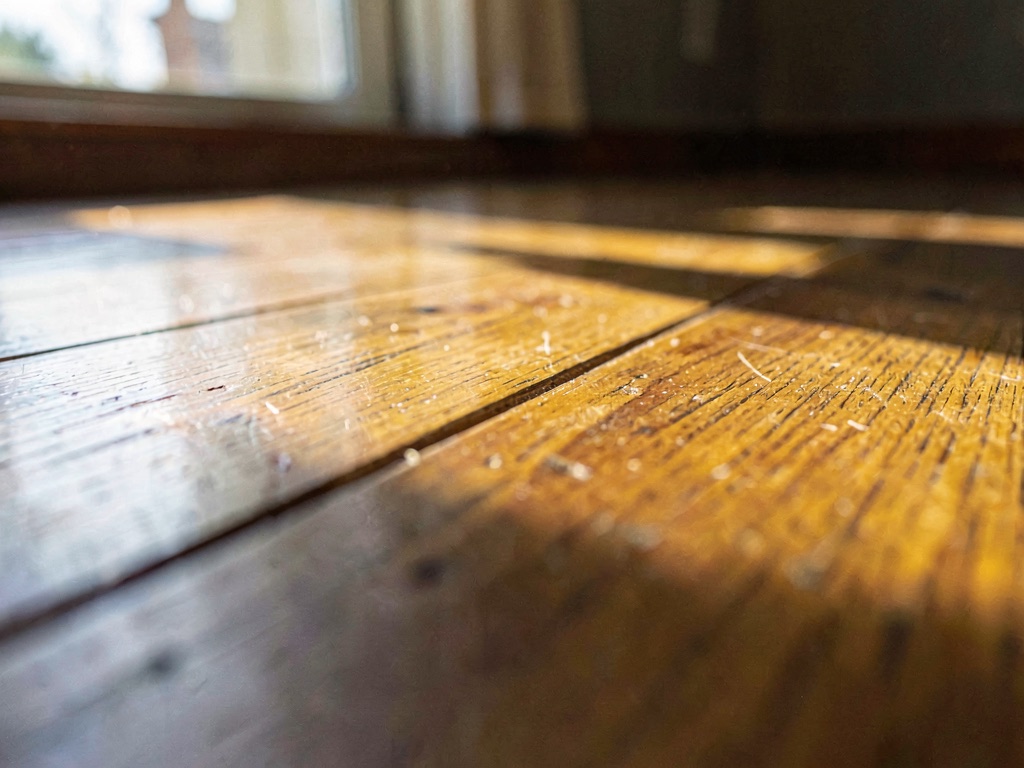 Low afternoon light catching the polished floorboards in the Plumb Line hallway